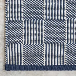 Kirklands Home Area Rugs|Blue & Ivory Checkered Indoor/Outdoor Rug, 5x8