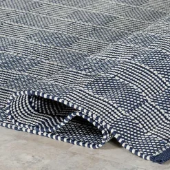 Kirklands Home Area Rugs|Blue & Ivory Checkered Indoor/Outdoor Rug, 4x6