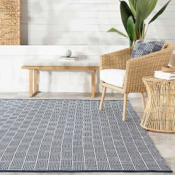Kirklands Home Area Rugs|Blue & Ivory Checkered Indoor/Outdoor Rug, 4x6