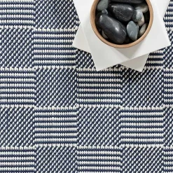 Kirklands Home Area Rugs|Blue & Ivory Checkered Indoor/Outdoor Rug, 6x9