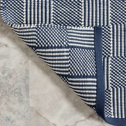 Kirklands Home Outdoor Rugs|Blue & Ivory Checkered Indoor/Outdoor Runner, 3x8