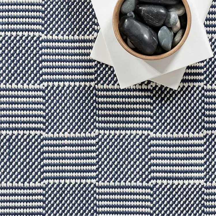 Kirklands Home Area Rugs|Blue & Ivory Checkered Indoor/Outdoor Rug, 8x10