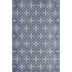 Kirklands Home Outdoor Rugs|Blue & Ivory Quatrefoil Indoor/Outdoor Rug, 4x6