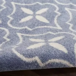 Kirklands Home Outdoor Rugs|Blue & Ivory Quatrefoil Indoor/Outdoor Rug, 4x6