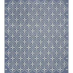 Kirklands Home Outdoor Rugs|Blue & Ivory Quatrefoil Indoor/Outdoor Rug, 8x10