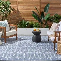 Kirklands Home Outdoor Rugs|Blue & Ivory Quatrefoil Indoor/Outdoor Rug, 8x10