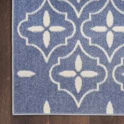 Kirklands Home Outdoor Rugs|Blue & Ivory Quatrefoil Indoor/Outdoor Rug, 8x10