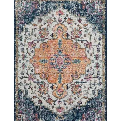 Kirklands Home Area Rugs|Blue & Orange Boho Medallion Area Rug, 6x9