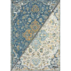 Kirklands Home Outdoor Rugs|Blue & Orange Medallion Reversible Area Rug, 8x10