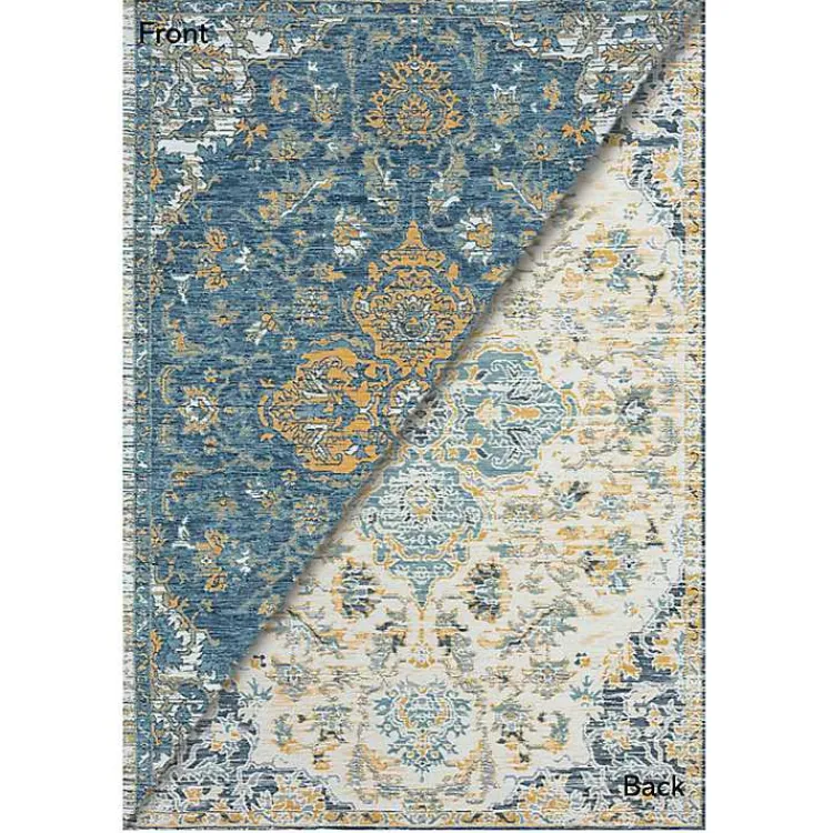 Kirklands Home Outdoor Rugs|Blue & Orange Medallion Reversible Area Rug, 8x10