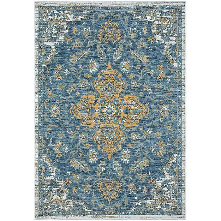 Kirklands Home Outdoor Rugs|Blue & Orange Medallion Reversible Area Rug, 8x10