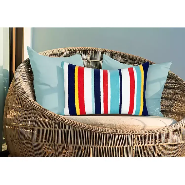 Kirklands Home Outdoor Cushions & Pillows|Blue & Red Lamontage Stripe Outdoor Throw Pillow