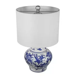 Kirklands Home Table Lamps|Blue & Floral Ceramic Table Lamp White