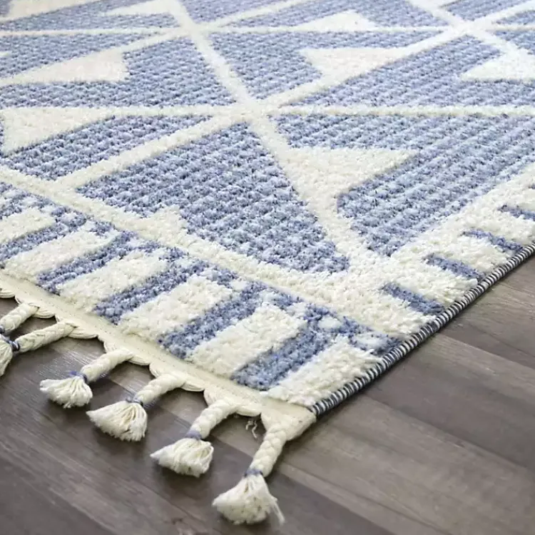 Kirklands Home Area Rugs|& White Geometric Shag Area Rug, 8x10 Blue