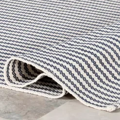 Kirklands Home Area Rugs|Blue & White Pinstripe Indoor/Outdoor Rug, 5x8