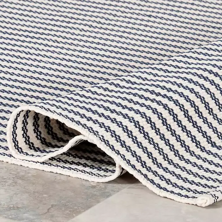 Kirklands Home Area Rugs|Blue & White Pinstripe Indoor/Outdoor Rug, 5x8