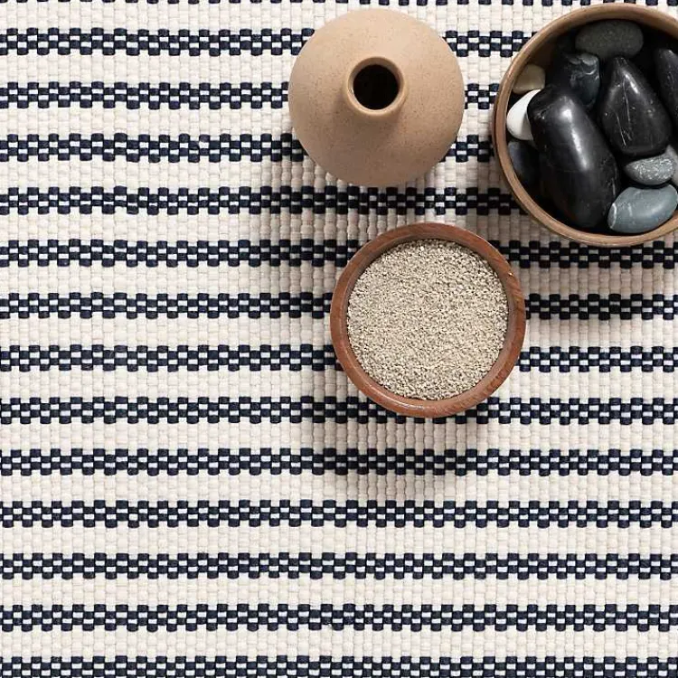 Kirklands Home Area Rugs|Blue & White Pinstripe Indoor/Outdoor Rug, 5x8