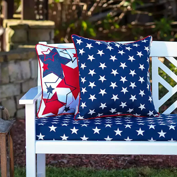 Kirklands Home Outdoor Cushions & Pillows|Blue & White Stars Outdoor Pillows, Set of 2