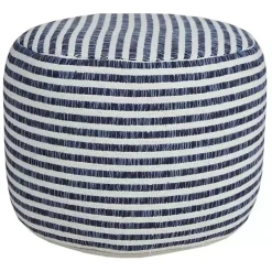 Discount Blue & White Stripe Organic Cotton Pouf Poufs & Floor Cushions