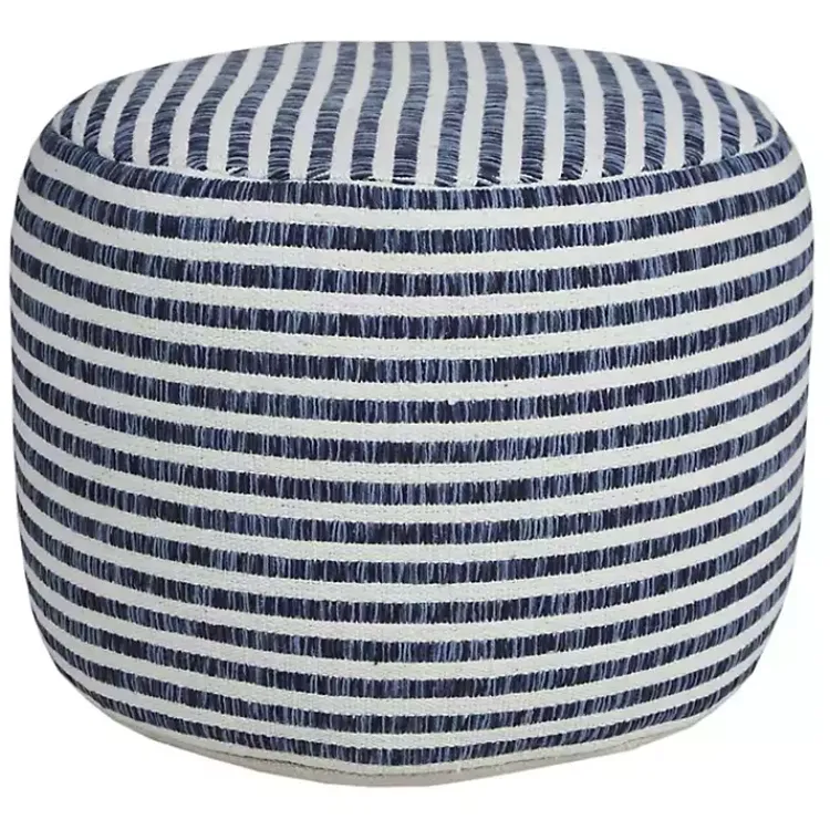 Discount Blue & White Stripe Organic Cotton Pouf Poufs & Floor Cushions