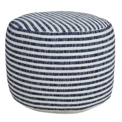 Discount Blue & White Stripe Organic Cotton Pouf Poufs & Floor Cushions
