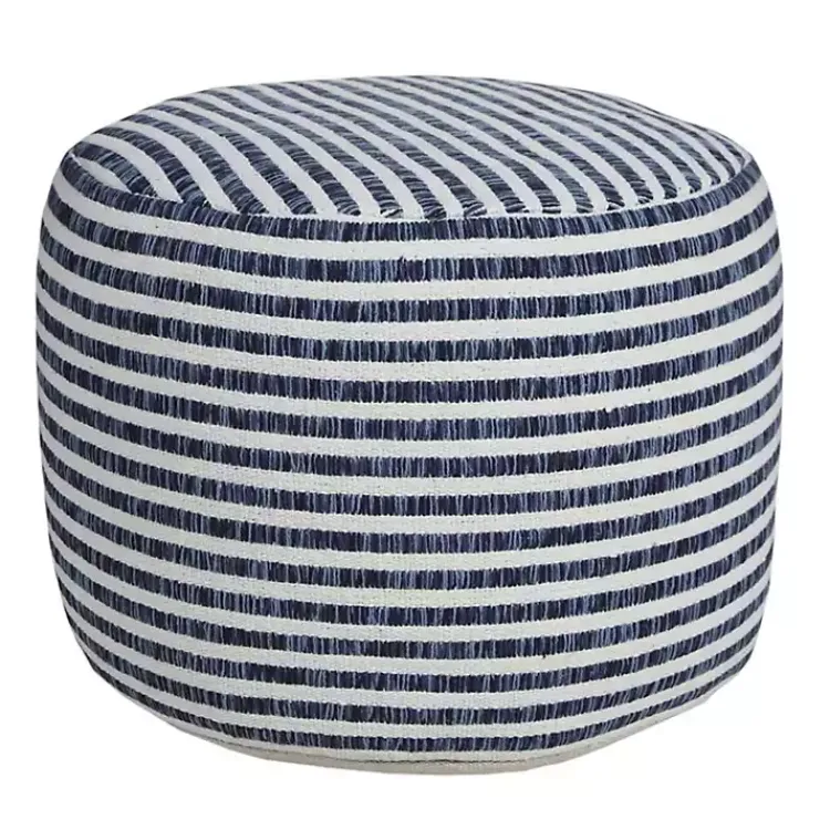 Discount Blue & White Stripe Organic Cotton Pouf Poufs & Floor Cushions