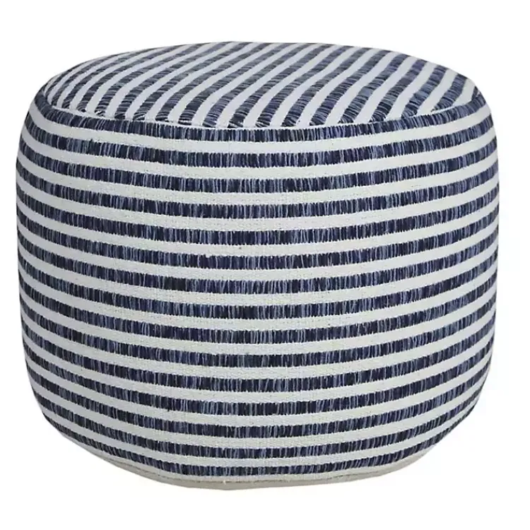 Discount Blue & White Stripe Organic Cotton Pouf Poufs & Floor Cushions