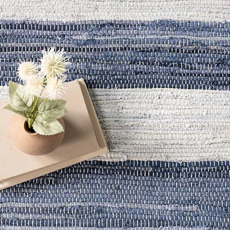 Kirklands Home Area Rugs|Blue & White Striped Indoor/Outdoor Rug, 4x6