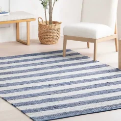 Kirklands Home Area Rugs|Blue & White Striped Indoor/Outdoor Rug, 4x6