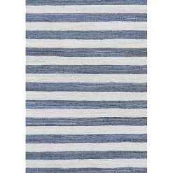 Kirklands Home Area Rugs|Blue & White Striped Indoor/Outdoor Rug, 5x8