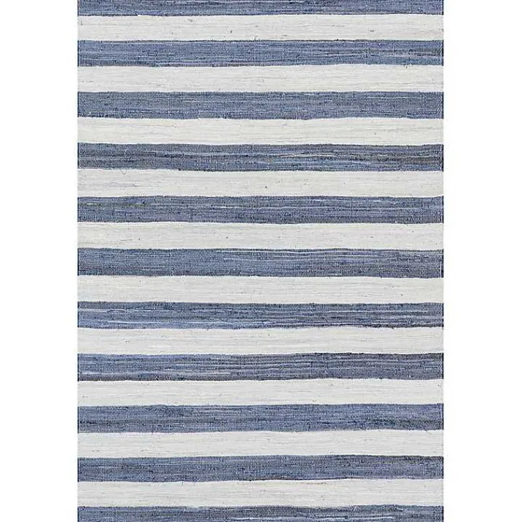 Kirklands Home Area Rugs|Blue & White Striped Indoor/Outdoor Rug, 5x8