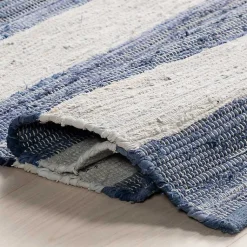 Kirklands Home Outdoor Rugs|Blue & White Striped Indoor/Outdoor Runner, 3x8