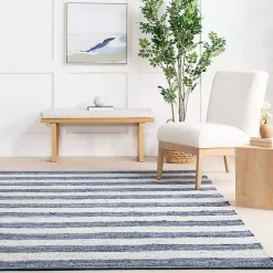 Kirklands Home Outdoor Rugs|Blue & White Striped Indoor/Outdoor Runner, 3x8