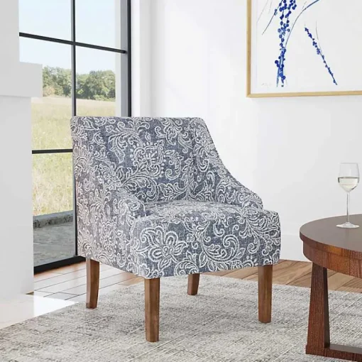 Kirklands Home Accent Chairs|& White Swoop Accent Chair Blue