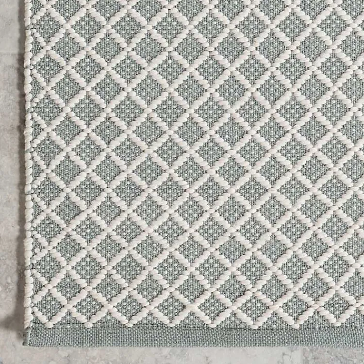 Kirklands Home Area Rugs|Blue & White Trellis Indoor/Outdoor Rug, 5x8