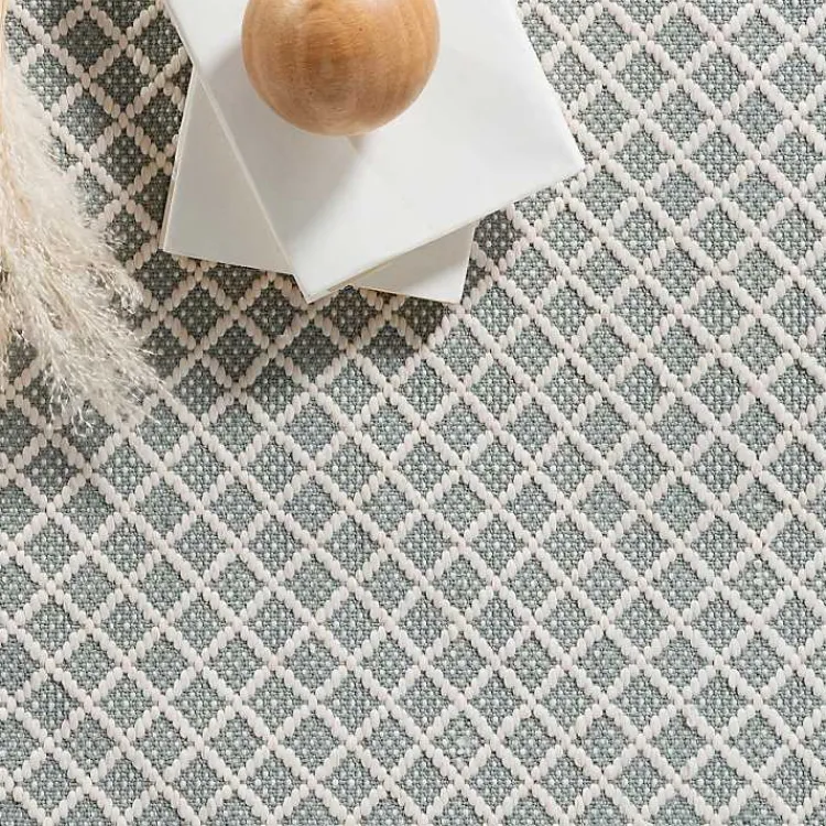 Kirklands Home Area Rugs|Blue & White Trellis Indoor/Outdoor Rug, 5x8