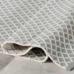 Kirklands Home Outdoor Rugs|Blue & White Trellis Indoor/Outdoor Runner, 3x8