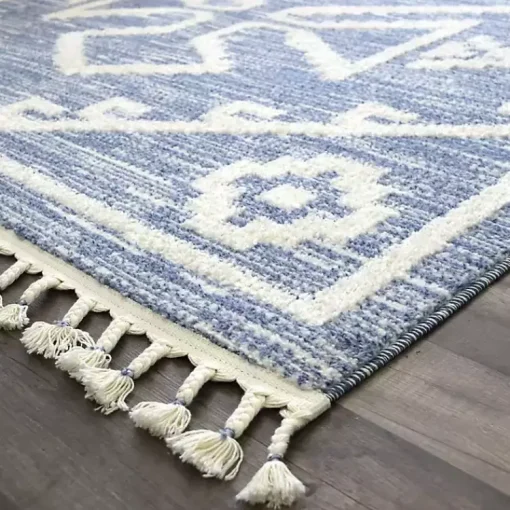 Kirklands Home Area Rugs|& White Tribal Medallion Shag Area Rug, 8x10 Blue