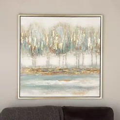 Kirklands Home Canvas Art|Blue Abstract Trees Framed Canvas Art Print