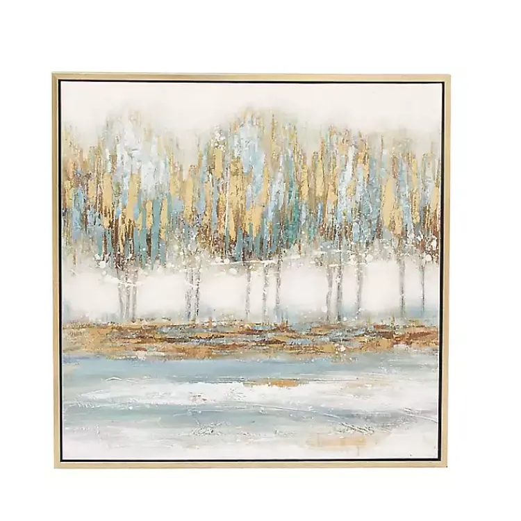 Kirklands Home Canvas Art|Blue Abstract Trees Framed Canvas Art Print