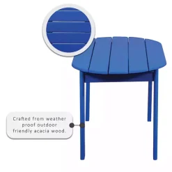Kirklands Home Outdoor Tables|Acacia Wood Outdoor Adirondack Table Blue