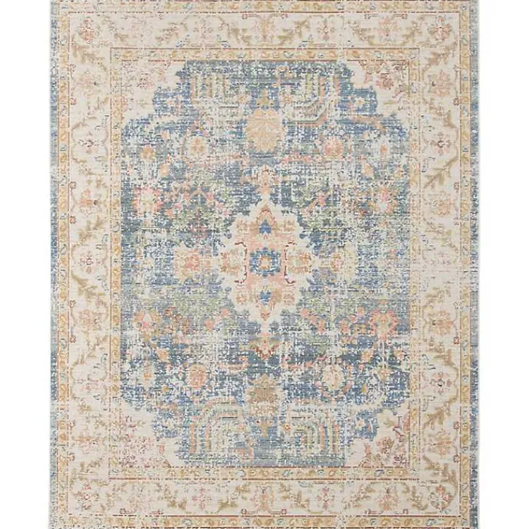 Kirklands Home Area Rugs|Blue and Beige Vintage Border Area Rug, 2x3