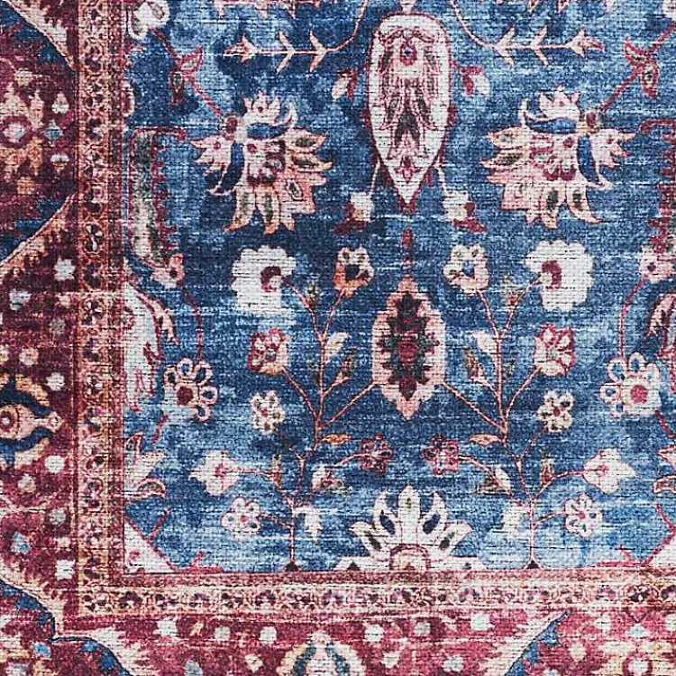 Kirklands Home Area Rugs|and Brick Floral Washable Area Rug, 5x7 Blue