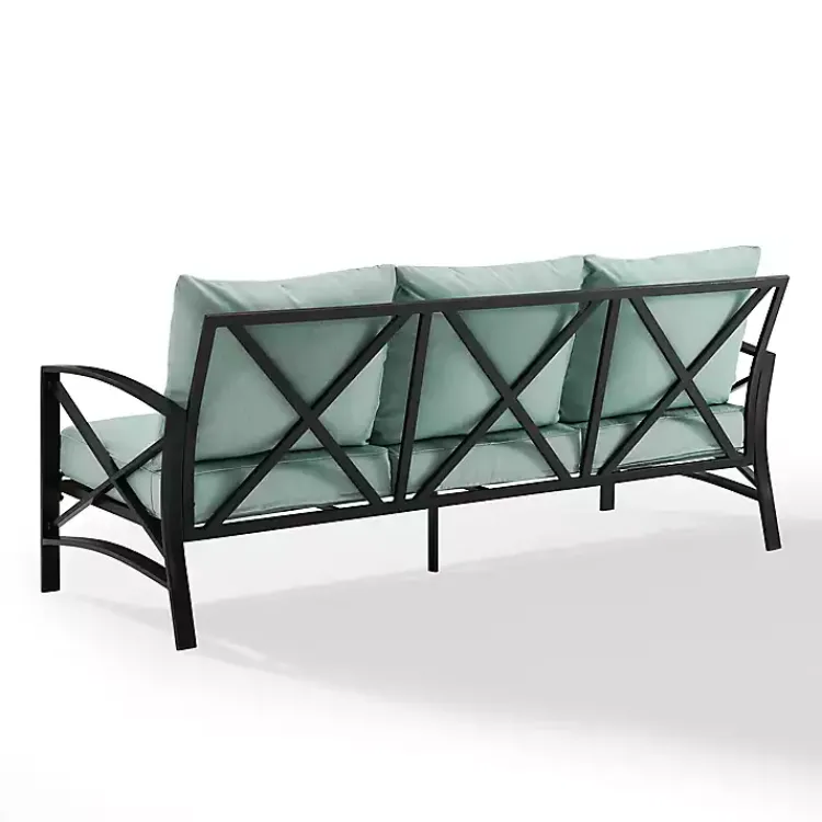 Kirklands Home Outdoor Seating|and Bronze Kaplan X-Arm Outdoor Sofa Blue