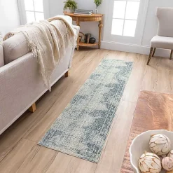 Kirklands Home Area Rugs|Blue and Cream Blackwell Runner, 2x8