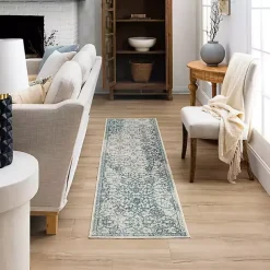 Kirklands Home Area Rugs|Blue and Cream Granary Runner, 2x8