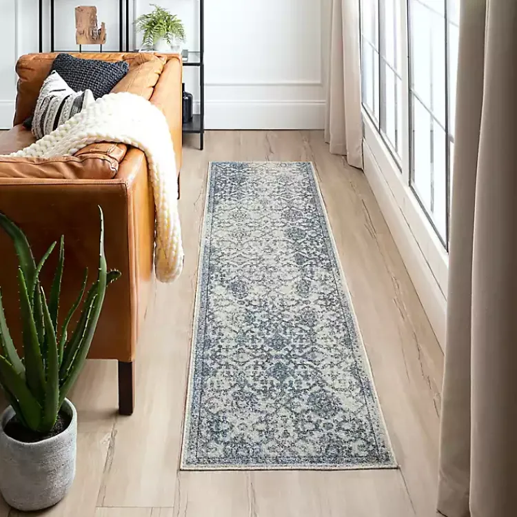 Kirklands Home Area Rugs|Blue and Cream Granary Runner, 2x10