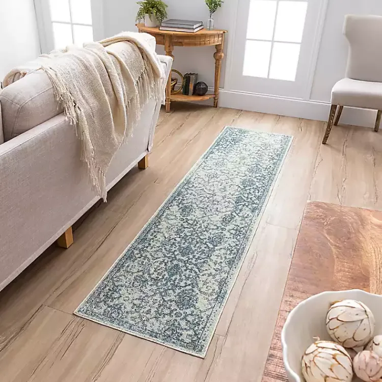 Kirklands Home Area Rugs|Blue and Cream Granary Runner, 2x10