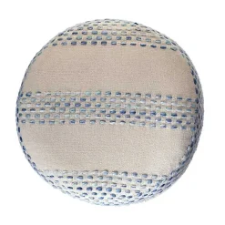 Clearance Blue and Cream Textured Stripe Pouf Poufs & Floor Cushions