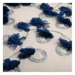 Discount Blue and Gold Floral Fringe Pillow Pillows